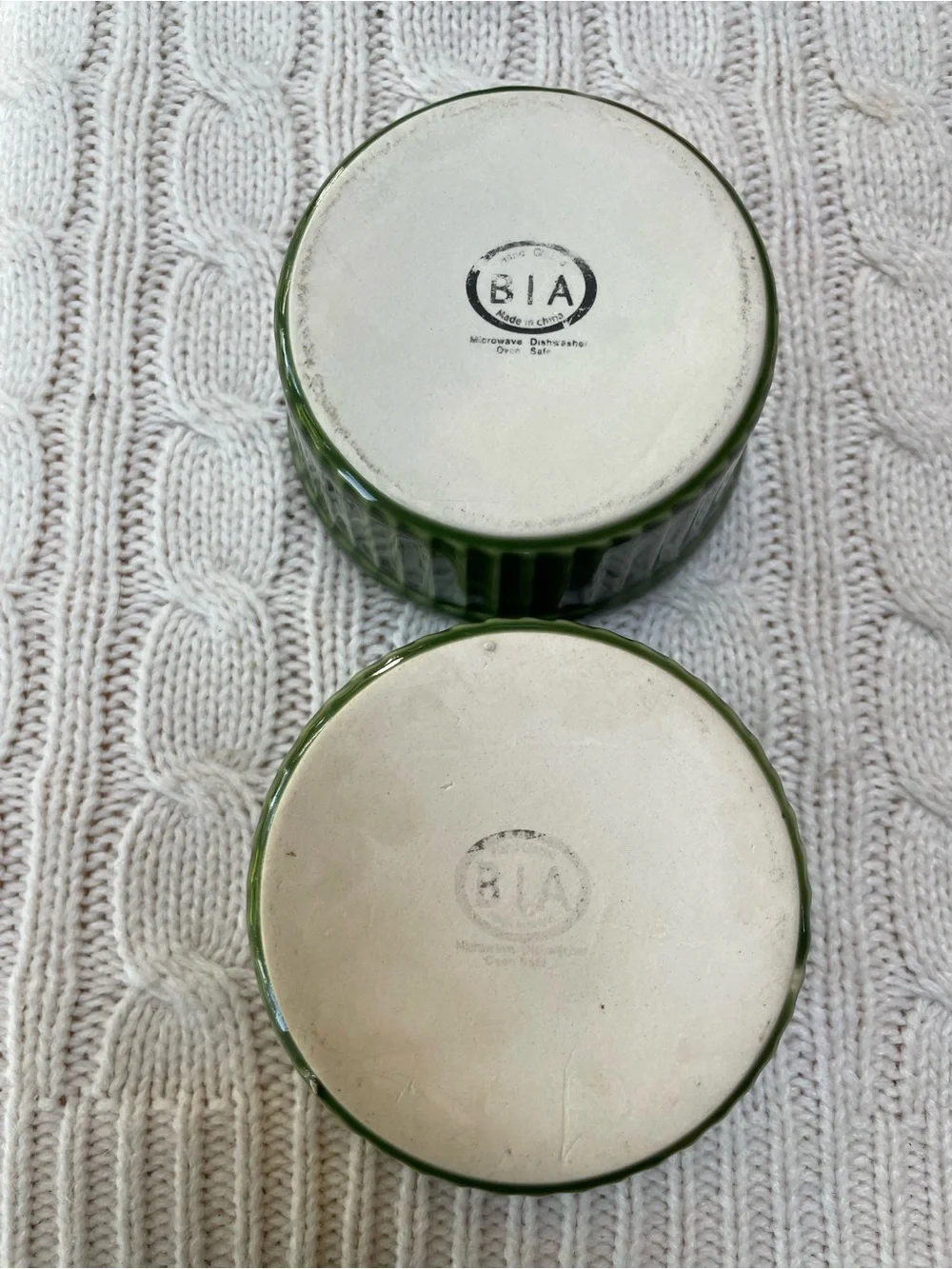 BIA Green Flutes/Ribbed Ceramic Ramekins - Set of 2